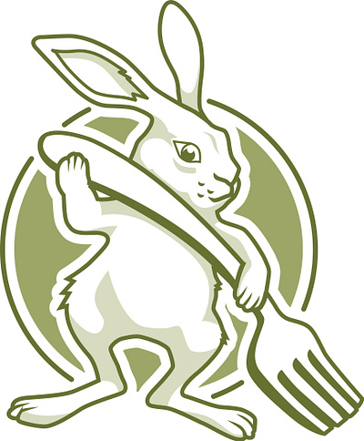 Vegetarian animal bunny design fork graphic design green illustration illustrator logo rabbit vector vegetarian