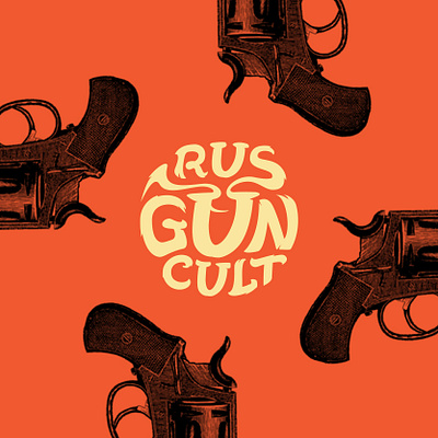 Rus Gun Cult Lettering Logotype brand branding bullet caligraphy club curcle graffiti gun letter lettering logo logotype round smoke typography