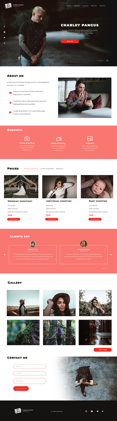 Landing page for photographer design designer graphicdesign landing page photographer ui ux webdesign webdevelopment