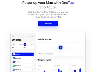OneTap for Mac section coming to OneTaps website. branding product design ui ui design ux design web design website design