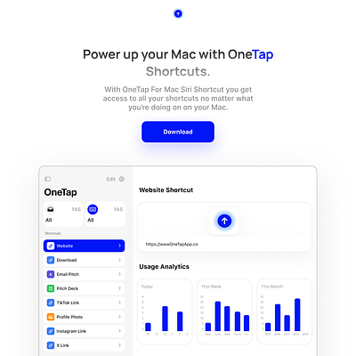 OneTap for Mac section coming to OneTaps website. branding product design ui ui design ux design web design website design