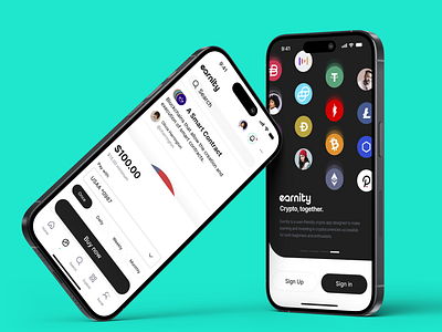 Earnity • Social Crypto App app design brand identity crypto app crypto ux digital branding fintech design mobile app product design ui design user experience user interface ux design