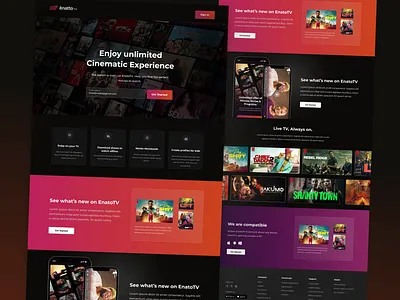 Enatto Tv Cinema Landing page ui