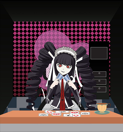 DanganRonpa - celestia ludenberg sings 2d 3d animation cards dangan danganronpa dr graphic design playingcard streamer twitch vtuber