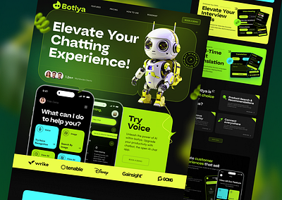 Ai - voice control chatbot landing page ai artificial intelligence bot chat chat bot chatbot dark dark theme landing landing page mobile web web design