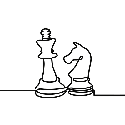 King And Knight Chess Line Drawing illustration strategy