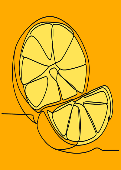 Orange line drawing graphic design summer