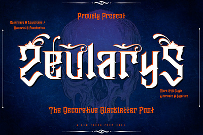 Zeularys – Decorative Blackletter Font 2024 alternate apparel blackletter dark decorative display elegant english gothic halloween horror new old retro trend vintage