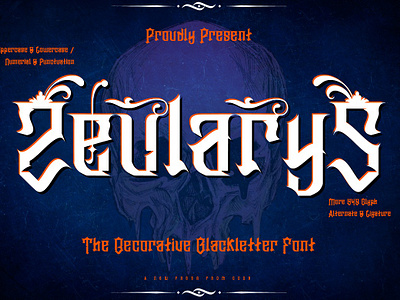 Zeularys – Decorative Blackletter Font 2024 alternate apparel blackletter dark decorative display elegant english gothic halloween horror new old retro trend vintage