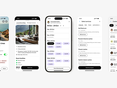 Booking service concept booking calendar clean customer list minimal mobile nail service travel uiux visual design