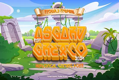 Asgard Grexco – Historical Gaming Font 2024 fight font game games gaming god greek new old olympus retro trend typeface typography vintage war web yunani zeus