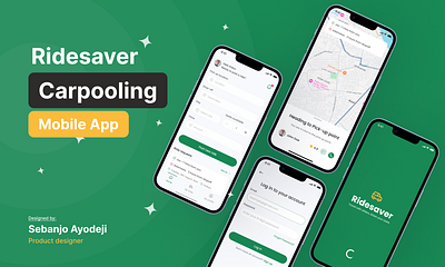 Ridesaver Carpooling App UI car car app car delivery car ride car tracking carpooling design driver driver app logistics mobile app real time ride management rider ui