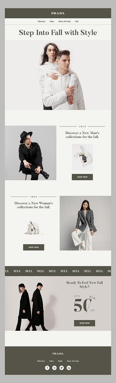 PRADA - Fashion Email Template adobe xd e commerce fashion elegant desing email template minimalist design modern desing modern web design ui uxui design web design