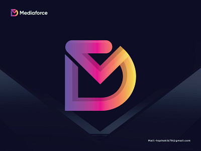 D -Media Logo (Mediaforce) 3d brand identity branding colofull d d logo letter d logo logo design logo trends logodesign logos media modern logo player video video player