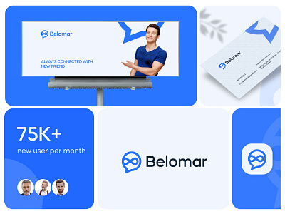 Belomar logo branding chat communication custom logo icon identity infinity logo logo mark talk tech