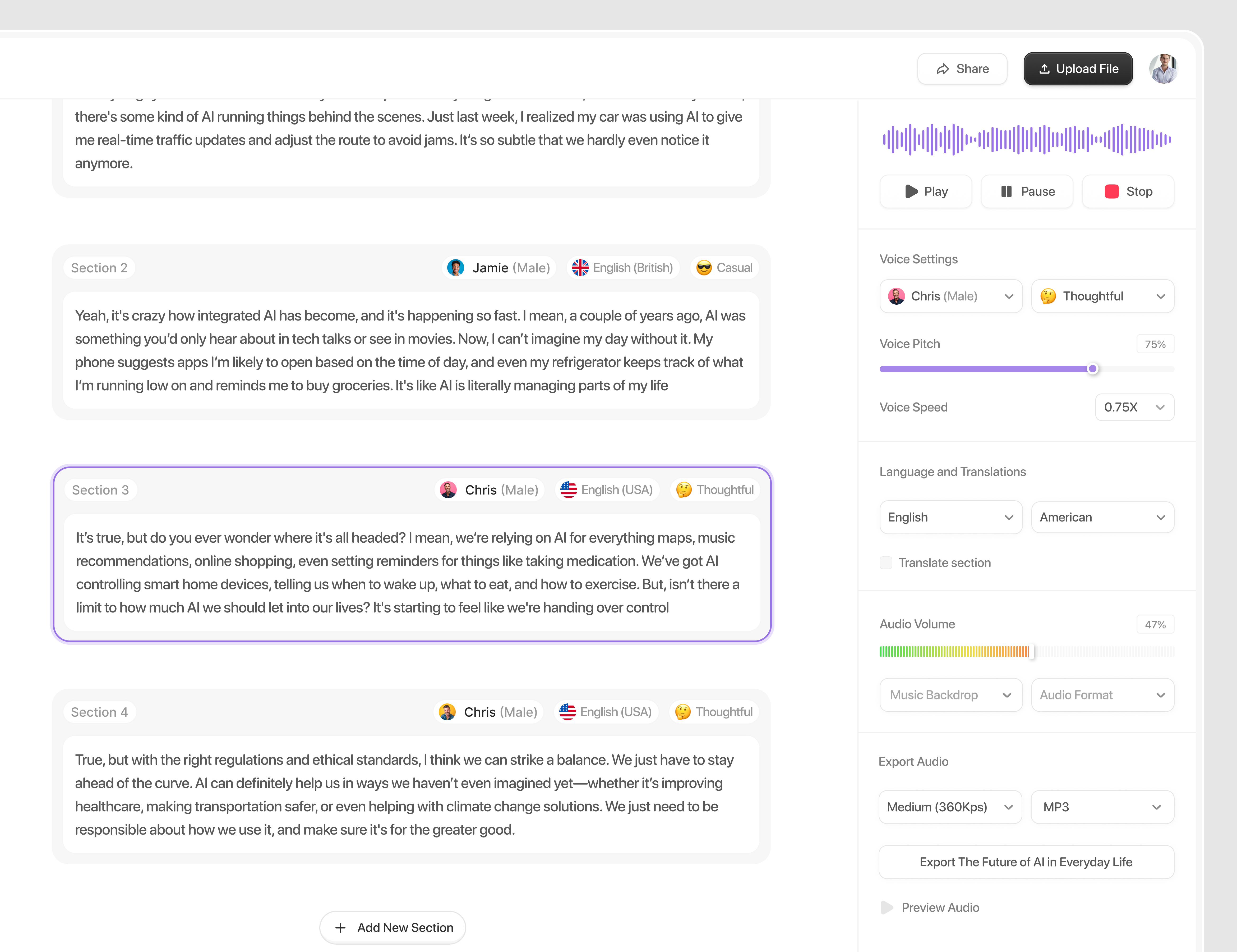 Text-to-Speech Application ✨ product design saas saas design text to speech tts ui ui design user experience user interface web application