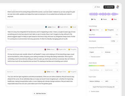 Text-to-Speech Application ✨ product design saas saas design text to speech tts ui ui design user experience user interface web application
