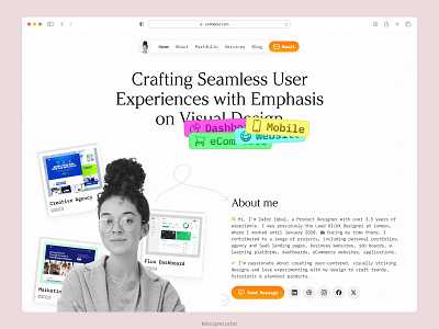 Personal Portfolio Website Design clean ui cv design designerzafor figma figma design figma ui illustration minimalistic website personal portfolio personal website design portfolio portfolio website resume ui ui design user interface web ui website design