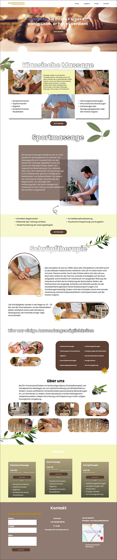 Massage website design herosecton massage servicesection uiux webdesign