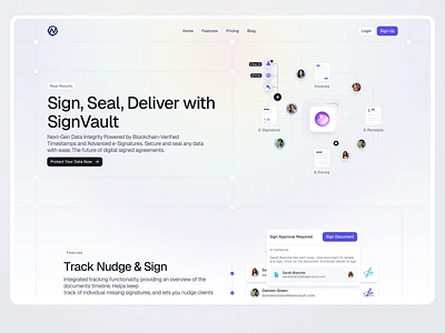 Sign Vault Home Page clean contemporary design hero hero section interface landing landing page minimal product saas settings simple ui ui design ux ux design web webpage website