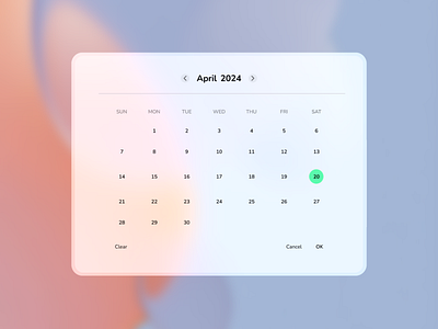 Simple Calendar UI calendar date picker figma glass effect ui uidesign