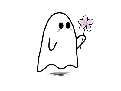 Phantom Flora - Adorable Ghost Holding Flower adorable ghost art cute cute ghost design drawing flower funny ghost halloween halloween pattern horror illustration kawaii ghost line art monster pink ghost pinky spooky sticker vintage aesthetic