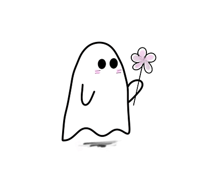 Phantom Flora - Adorable Ghost Holding Flower adorable ghost art cute cute ghost design drawing flower funny ghost halloween halloween pattern horror illustration kawaii ghost line art monster pink ghost pinky spooky sticker vintage aesthetic