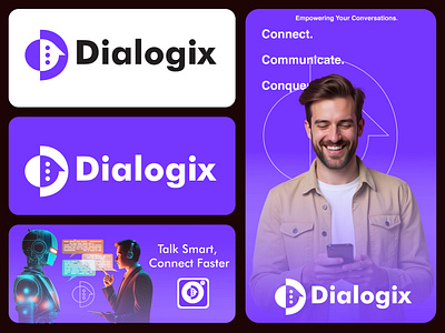 Dialogix Chat with ai logo concept abstract logo ai artificial intelligence branding chat logo geometric graphic design icon logo logo design mark minimal modern modern logo simple sms logo startup logo tech technology logo