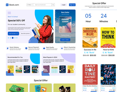 Book Store Website Landing Page Ui landing page ui ux