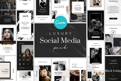 Canva Luxury Social Media Instagram blog templates blogger templates blogging template instagram canva instagram post instagram stories instagram story instagram template pinterest canva pinterest template social media social media pack social media template template