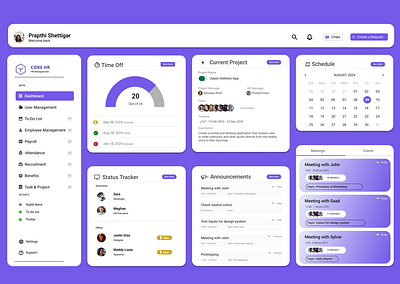 HRM Dashboard adobexd application crm dashboard design erp figma hr hrm interaction interface ui uiux ux web website websitedesign