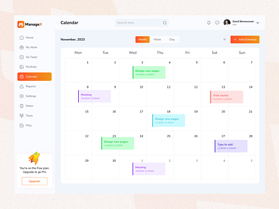 Calendar Dashboard appointment calendar dashboard dashboard calendar date day design event figma meetings minimal month saas schedule task timetable ui ux web app week