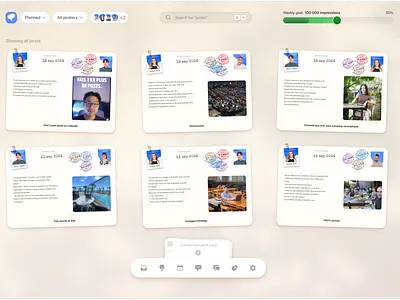 LinkedIn post management Home - SaaS card cards colors dashboard floatting navbar home navbar noise post progress bar saas search select shadow