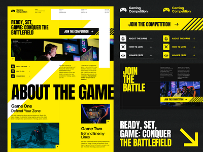 Design Exploration for Landing Page Game Competition bold card clean competition dark mode design desktop futuristic game gaming graphic icon landing page photography typography ui ui kit ux website whitespace