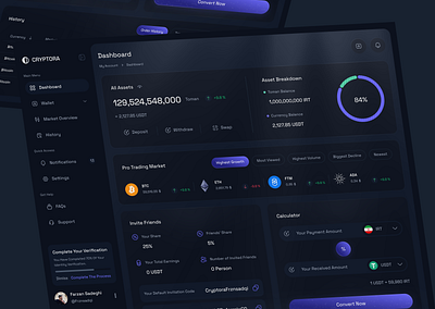 CRYPTORA Dashboard cleandesign cryptodashboard cryptoexchange cryptotrading cryptoui darkmodeui dashboad dashboarddesign digitalcurrency fintechdesign interfacedesign minimaldesign modernui productdesign ui uidesign userexperience uxdesign uxinteraction