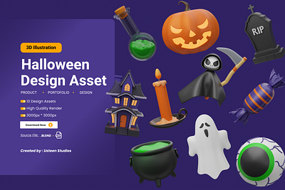 Spooktacular Halloween 3D Asset Pack 3d 3d assets 3d design resources 3d icon 3d icons 3d illustration 3d model pack 3dmodel design resources ghost 3d model graphic design halloween halloween 3d models halloween design assets haunted high quality 3d models icons magic pumpkin 3d model spooky