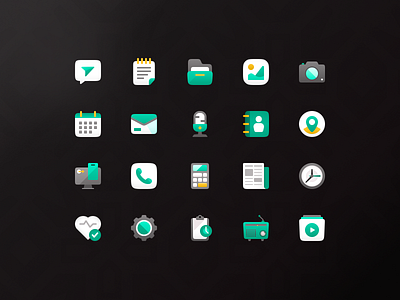 Home Screen App Icons app icons brand icon calendar clock creativeui default app folders gallery gradient icons home screen home screen icons icon design icon set iconography maps minimaldesign news notes phone uidesign