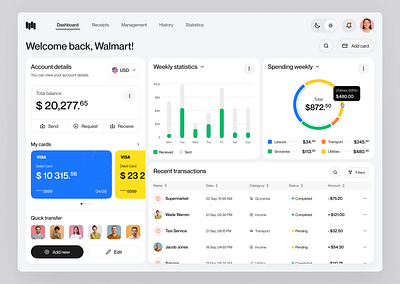 Banking Dashboard Platform analytics assets balance banking credit card crypto dashboard donut chart fintech pie chart savings spends statystics transactions web web app