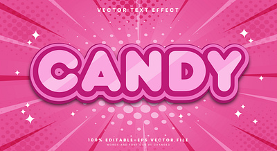 Candy 3d editable text style Template dessert