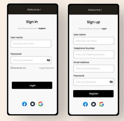 Login and Register Template Figma 3d andr androi android branding design figma and android studio graphic design illustration logo ui