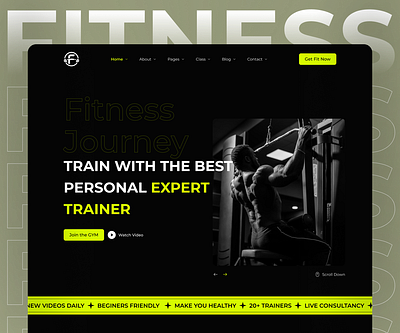 FitnessGuru | Personal Gym Trainer Leading page coach fit fitness fitness website health healthy marathon minimalist modern muscle personal trainer saas training user experience user interface weightloss wellness workout yoga