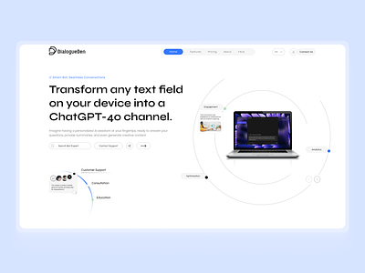 Gepchat Landing page Design Concept aichatbot aitechnology chatgpt40 dialogueden figmadesign instantreplies realtimeanalytics seamlessconversations smartbot uidesign uiux