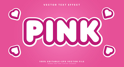 Pink 3d editable text style Template dream