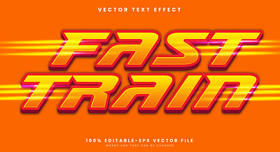 Fast Train 3d editable text style Template futuristic