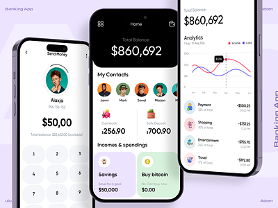 Mobile Banking App adom app app design app ui banking app design finance app mobile banking app ui ux wallet app
