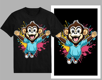 Happy monkey t-shirt design cartoon character cartoon drawing cartoon hat cartoon logo cartoon monkey chimpanzee coloring page funky gorilla mascot monkey monkey monkey t shirt shirt streetwear t shirt design tee trendy t shirt tshirt typography urban