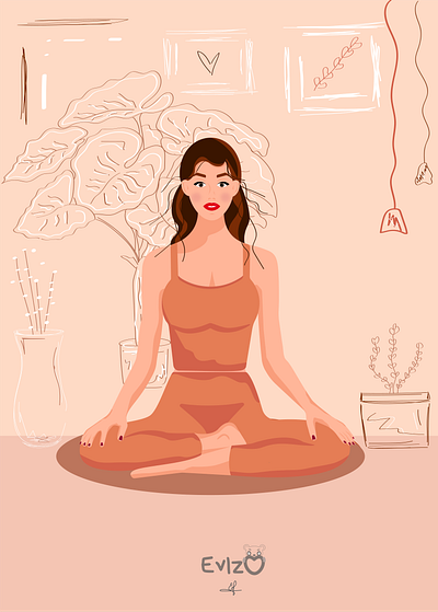 Girl in lotus position adobe illustrator branding colors desert fitness graphic design illustration vector young woman