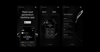 Concept for a banking app promo landing animation app design illustration typography ui ux