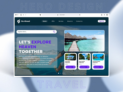 Travel - Hero Design Exploration booking clean enjoy explore heaven holiday hotel booking photography template tour tourism travel travelling ui ui ux user experience web design website