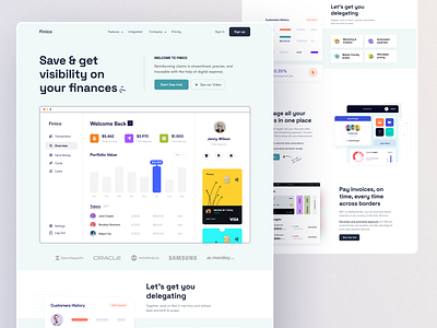 Finico Finance Website 2024 best website design clean design crm website crypto website finance fintech website landing page minimal payment payroll startup ui ui landing page web design for agency website wise